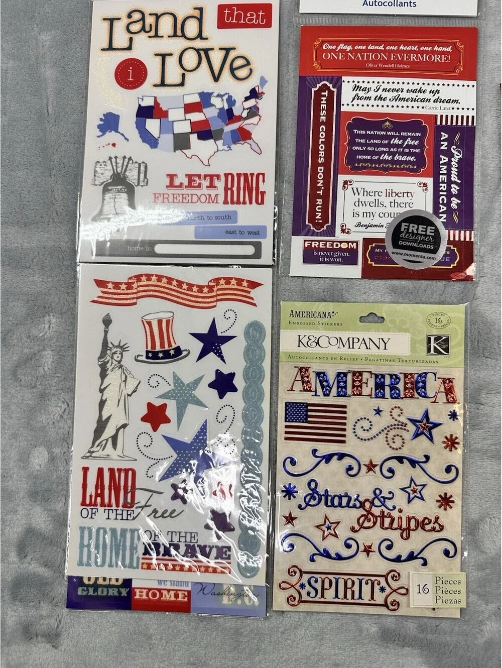 4th of July Celebration. Flags, Patriotic Stars Stripes Scrapbooking Lot